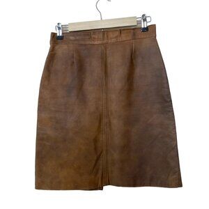 Vintage Size 38 leder pelze Genuine Butter Soft Leather Brown Lined Pencil Skirt